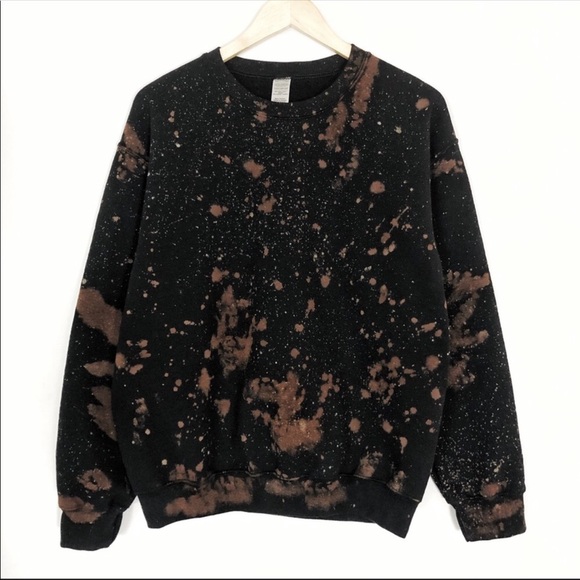 NEW Oversized Black Bleached Tie Dyed Sweatshirt - Picture 1 of 3
